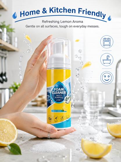This foam cleaner easily removes stains from furniture, office surfaces, and car surfaces without wiping; simply wipe gently.