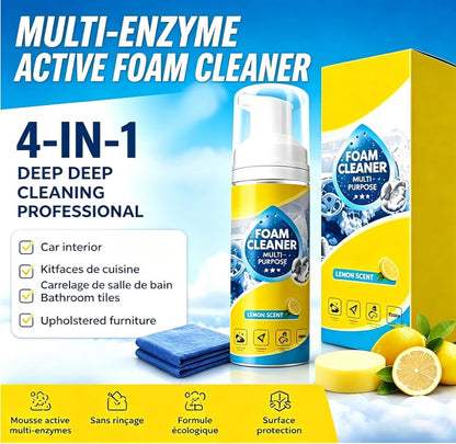This foam cleaner easily removes stains from furniture, office surfaces, and car surfaces without wiping; simply wipe gently.