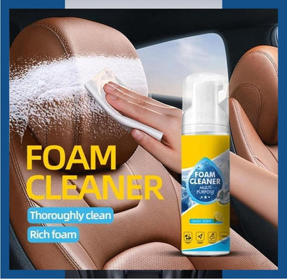 This foam cleaner easily removes stains from furniture, office surfaces, and car surfaces without wiping; simply wipe gently.